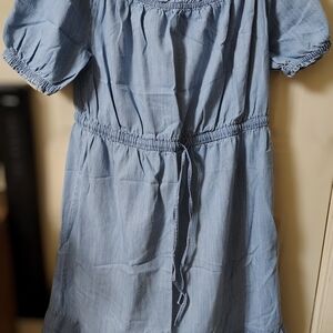 Style & Co. Light Blue Jean Tie-Waist Dress